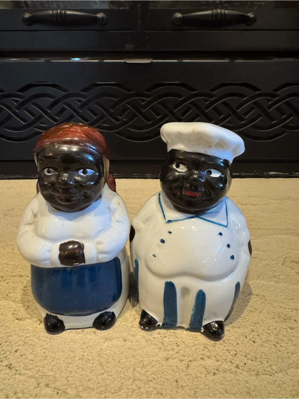 Vintage 1940-1950’s Black Americana Chef & Baker Ceramic Salt & Pepper Shakers